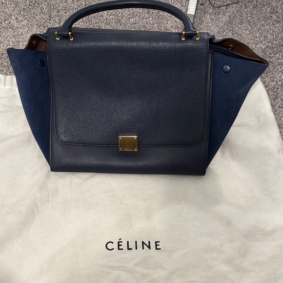 Navy Blue Celine Leather Handbag like new 💯 percent authentic - Picture 1 of 4